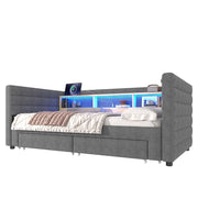 Divano letto 90x190cm?- Xylo - gigogne USB velluto grigio