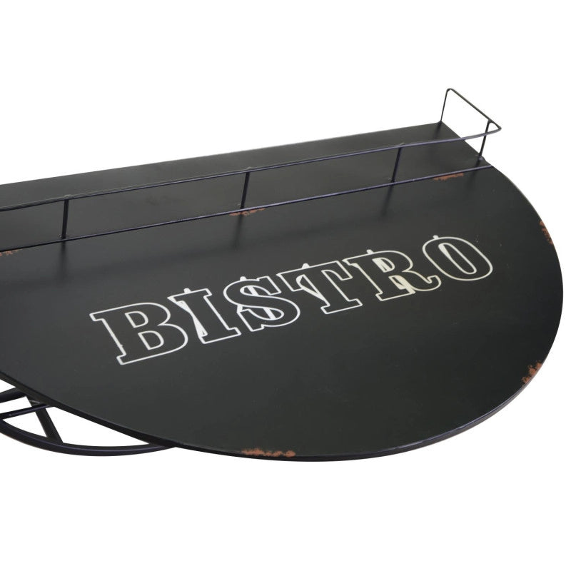 Tavolino metallo da muro con mensola nero cm 70x47h40