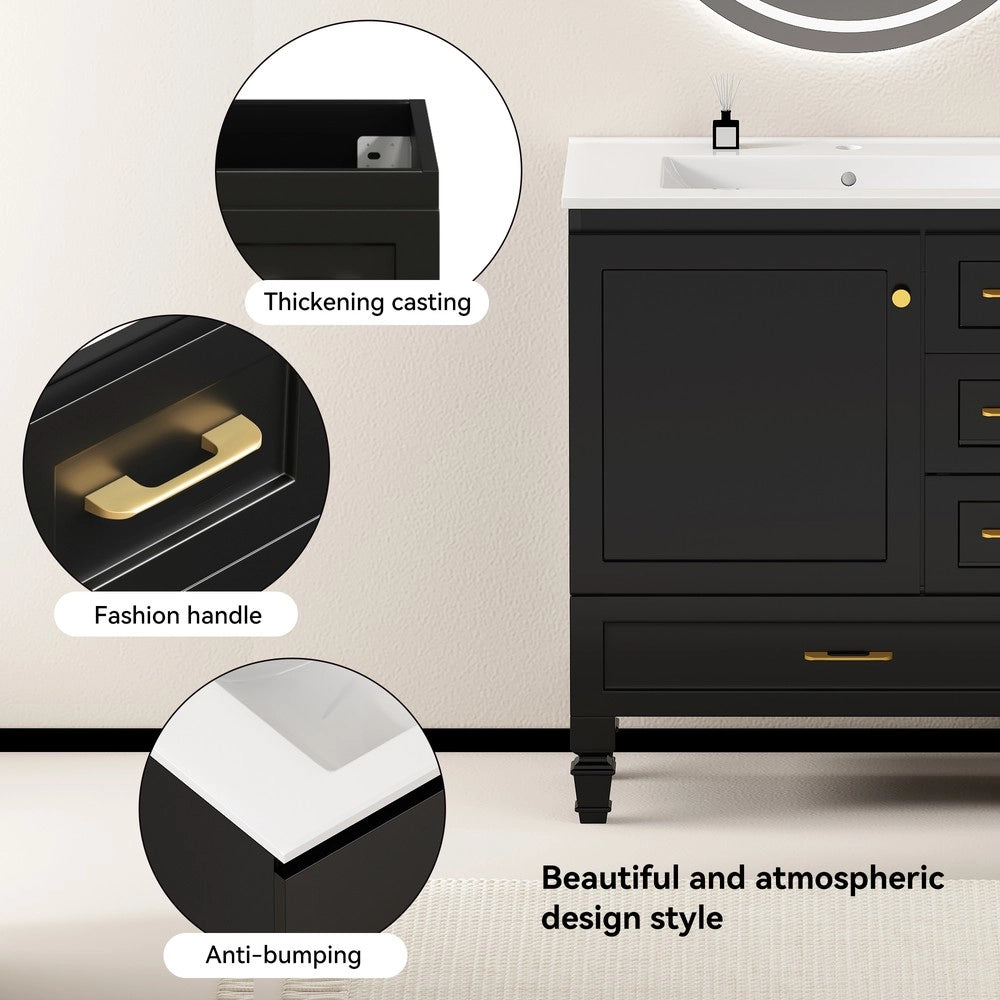 Armadietto Bagno con Cassetti ¨C Xylo ¨C Nero, 75 cm