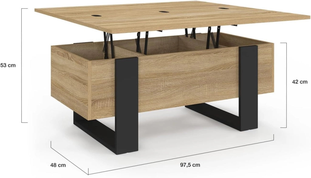 Tavolino rettangolare che si trasforma in un tavolo da pranzo di design industriale PHOENIX