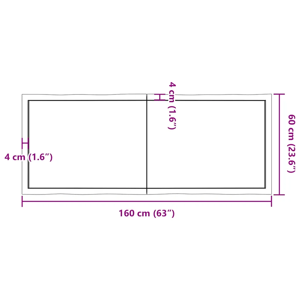 Piano Tavolo Marrone Scuro 160x60x(2-4)cm Rovere Non Trattato 364038