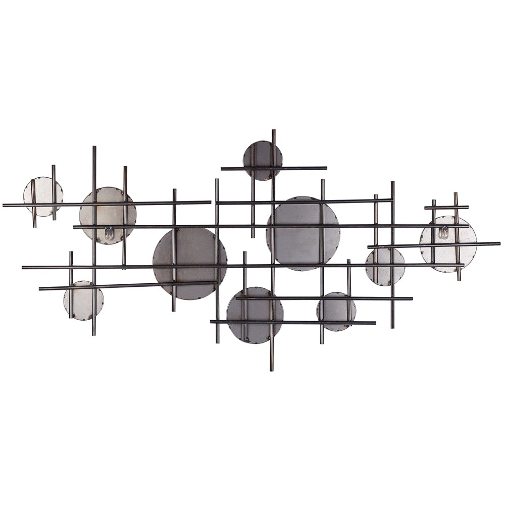 Specchio da parete Nero con decorazione in metallo dorato 10 pezzi 113 x 55 cm Pezzo contemporaneoy Glam Design