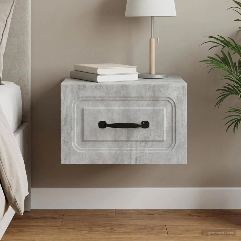 Mobiletto da notte a muro Grigio Cemento 34,5 x 33 x 20 cm 899281