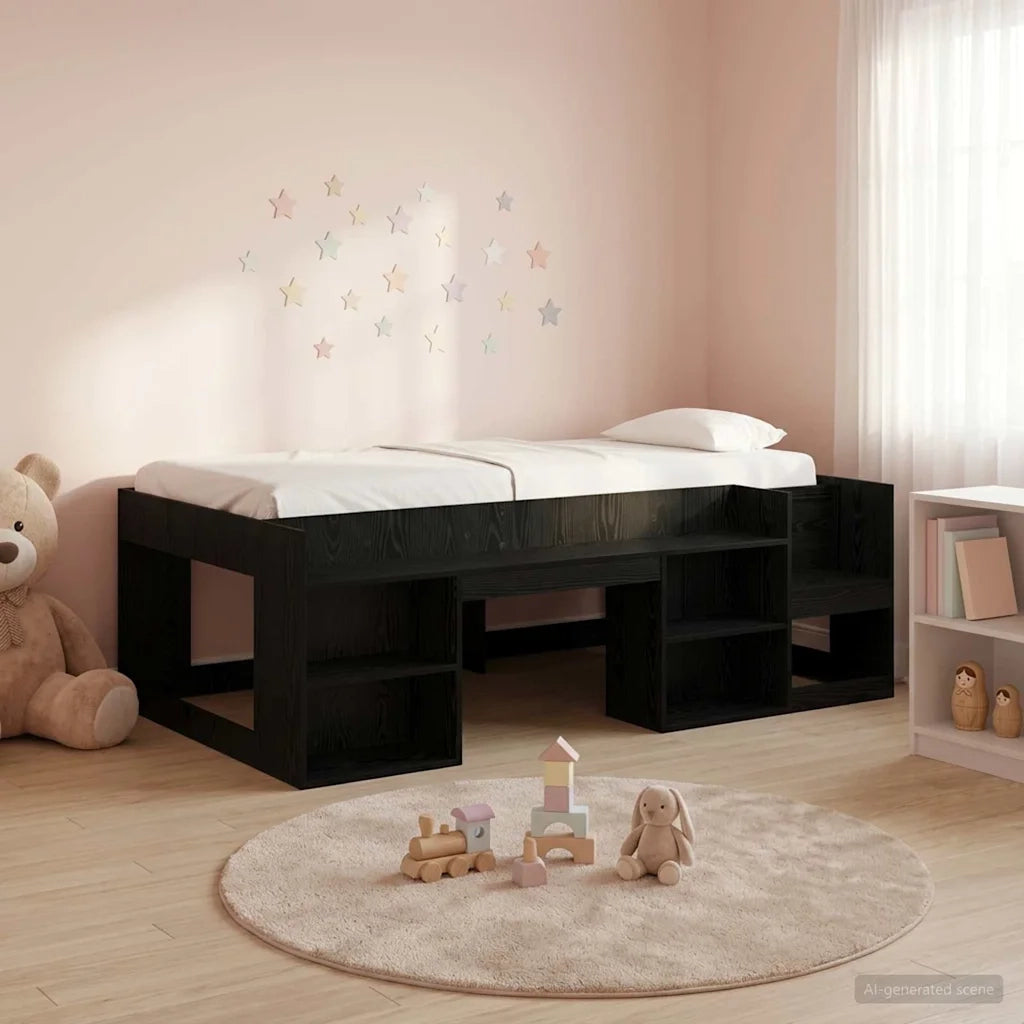 Struttura per Letto per Bambini con Ripostiglio Rovere Nero 3422612