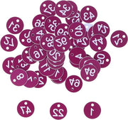 50 pezzi di identificazione animale a forma di vee in plastica numerata.