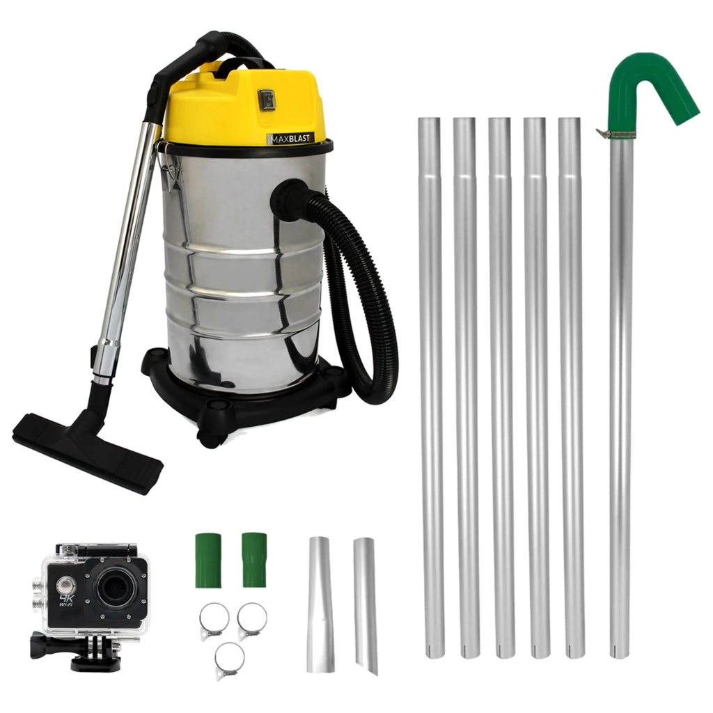 Kit aste 7,2m + aspiratore 30L + telecamera 4K per pulizia grondaie