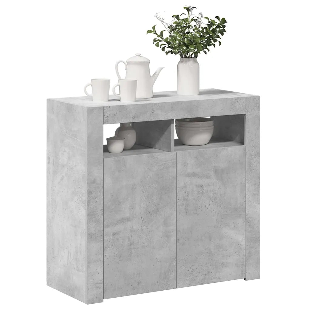 Credenza con Luci LED Grigio Cemento 80x35x75 cm 804332