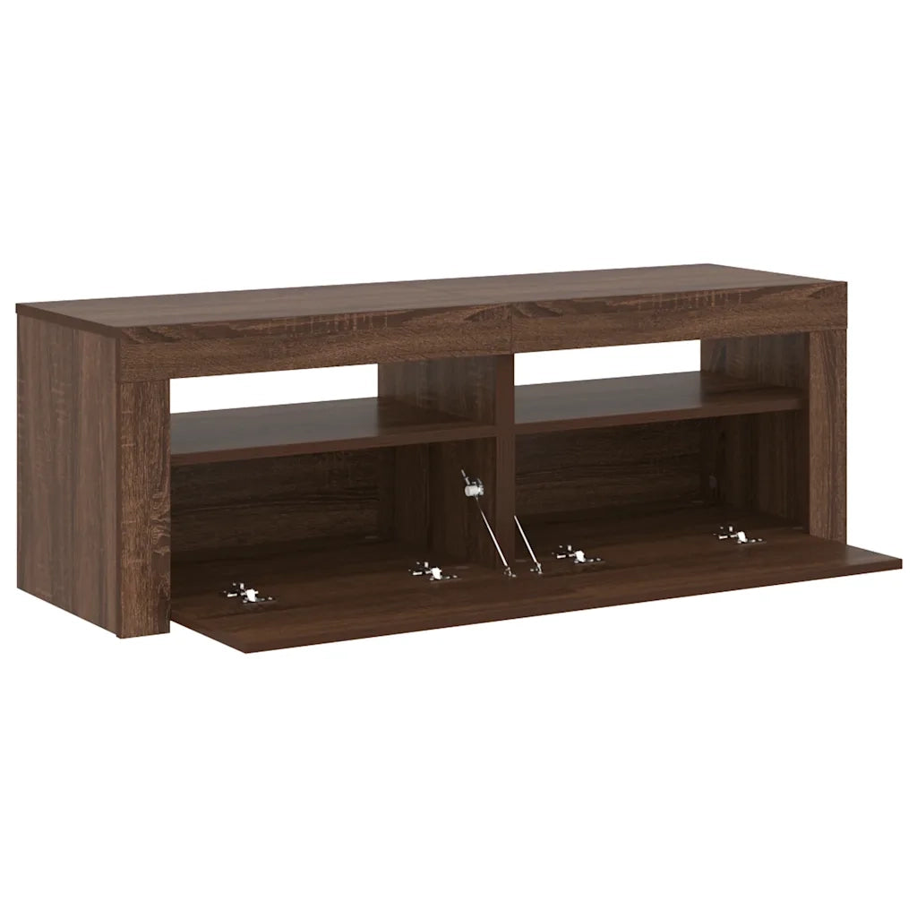 Mobile Porta TV con Luci LED Rovere Marrone 120x35x40 cm 815686