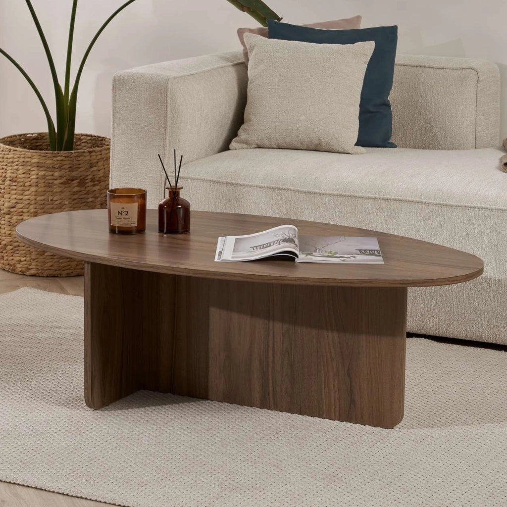 Parona, Tavolino da Salotto Forma Ovale, 120x65x40h cm Marrone Noce
