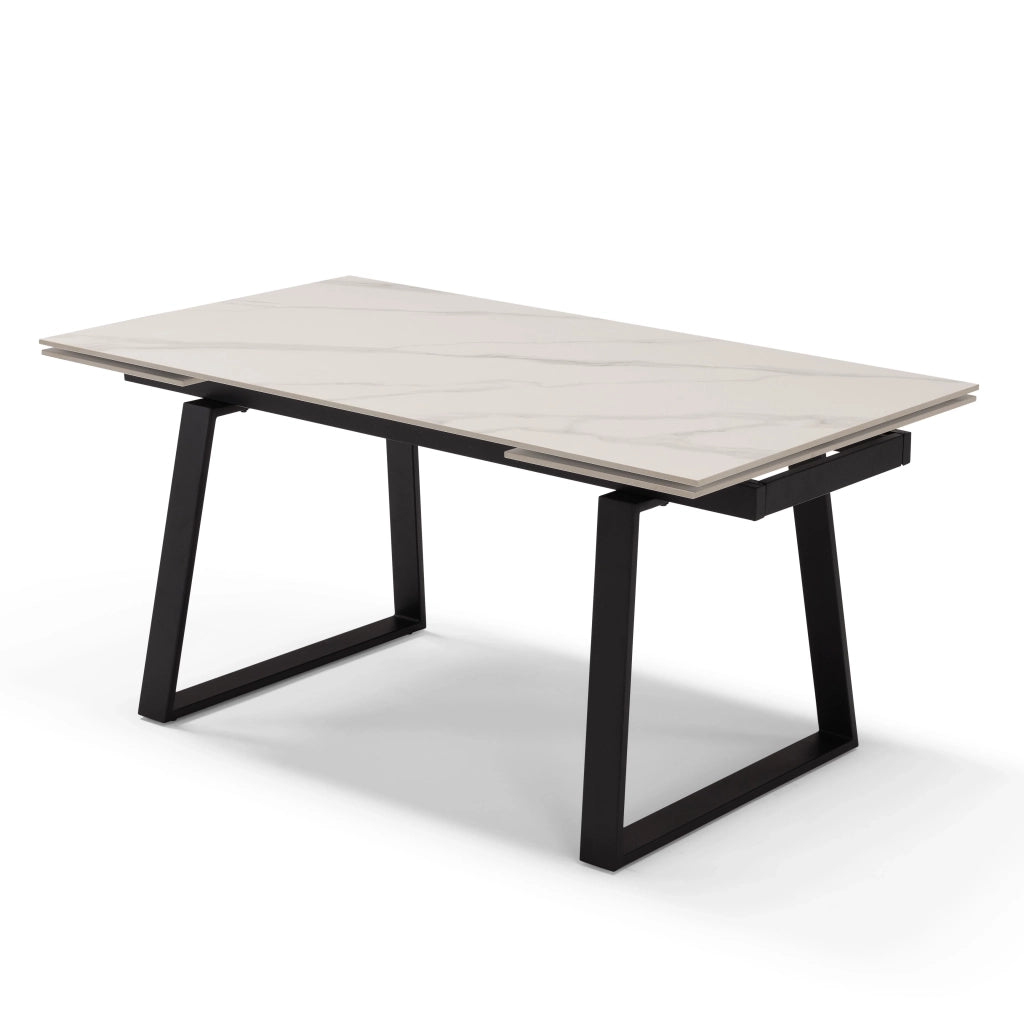 Tavolo allungabile da pranzo Marmo di Carrara 160x90 modello ATLAS fino a 240 CM per sala da pranzo, cucina e soggiorno, design moderno con top in grès ceramico