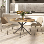 Tavolo da pranzo rotondo Ø 120 cm rovere con gambe in acciaio