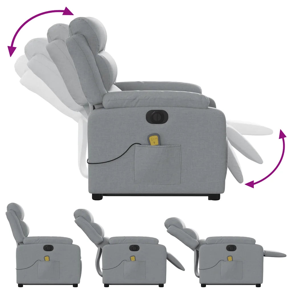 Poltrona Alzapersona Massaggi Elettrica Grigio Chiaro Tessuto 3205016