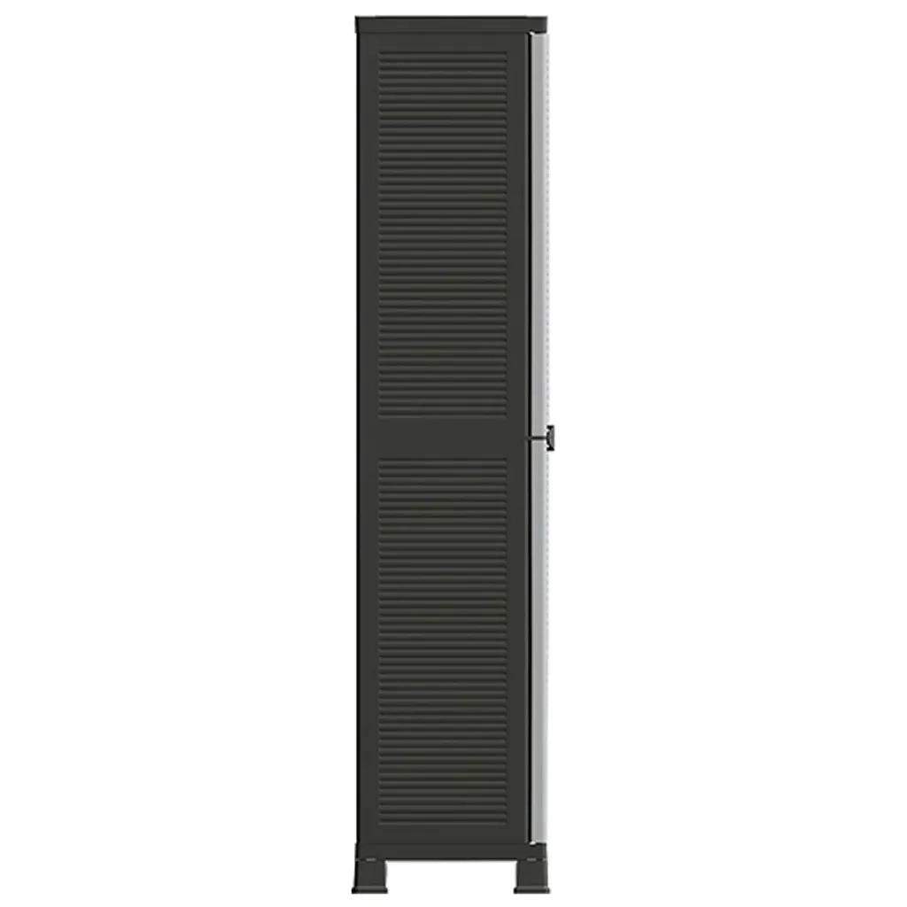 Mobile contenitore compatto 68 x 39 x 171 cm con 2 ante e 6 ripiani di design in plastica grigia 02_0046948