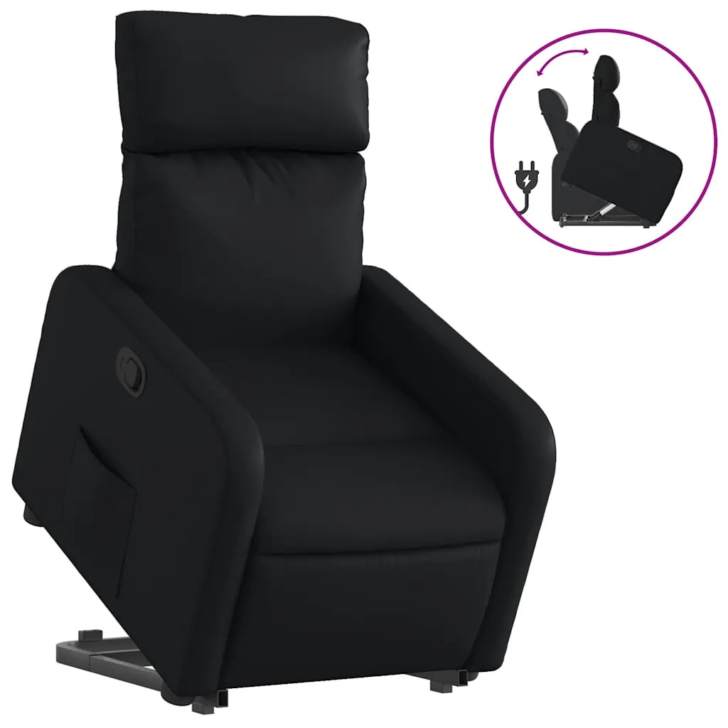 Poltrona Alzapersona Reclinabile Nera in Similpelle 3206749