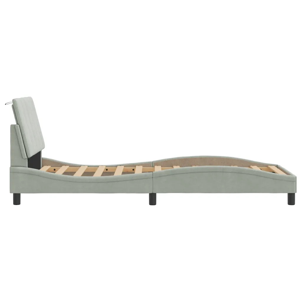 Giroletto con LED senza Materasso-Struttura Letto Hanko Grigio Chiaro 80x200 cm in Velluto