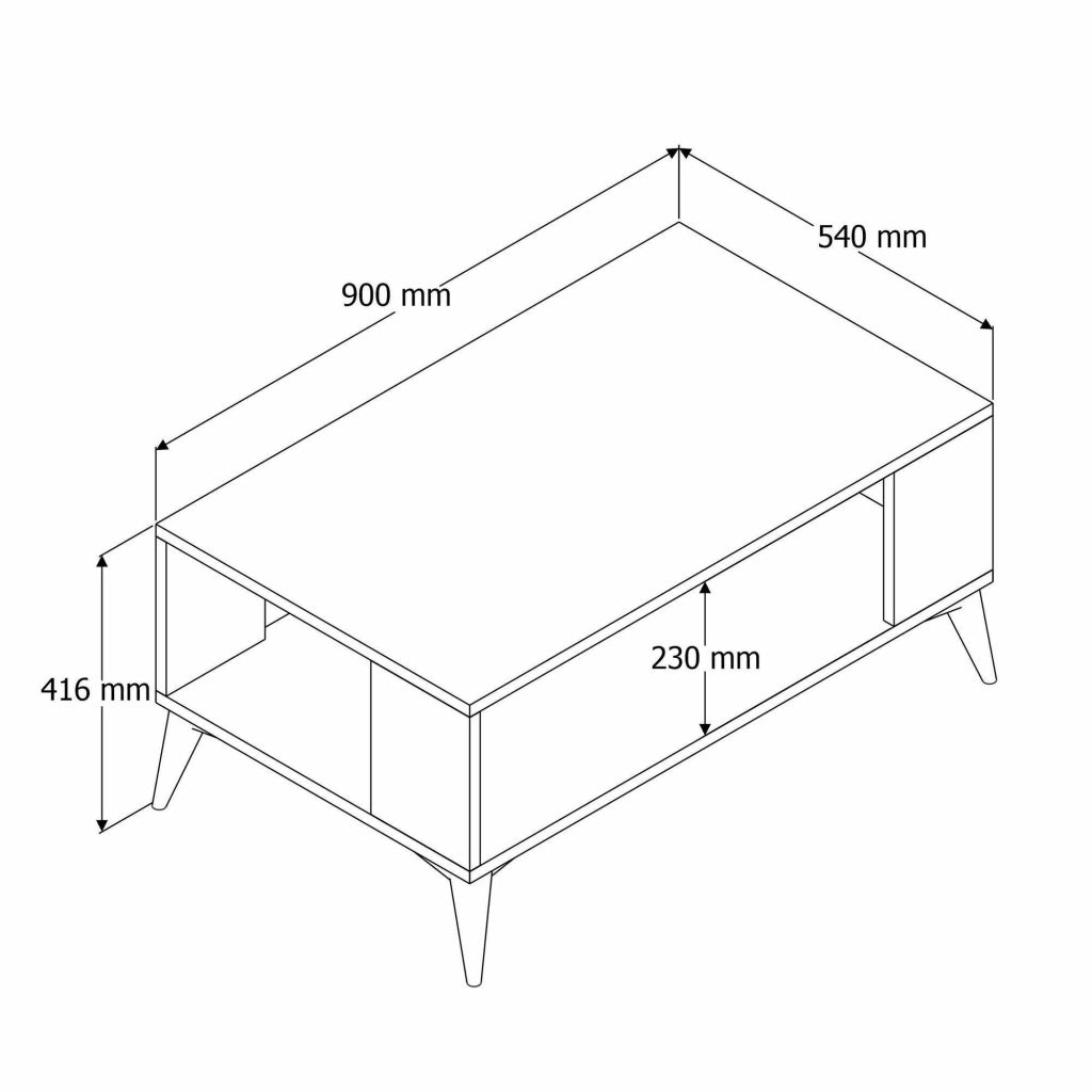 Lozio, Tavolino da Salotto un Vano, 41.6x90x54h cm Marrone Quercia