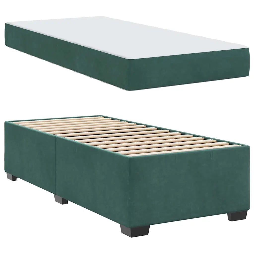 vidaXL Struttura letto con materasso Verde scuro 90 x 190 cm Velluto