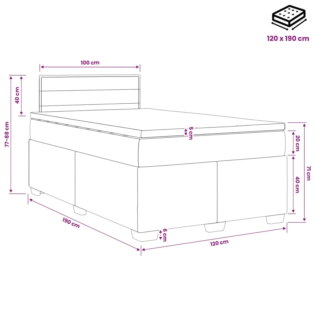 Letto box spring con materasso Blu 120 x 190 cm Tessuto 3450431