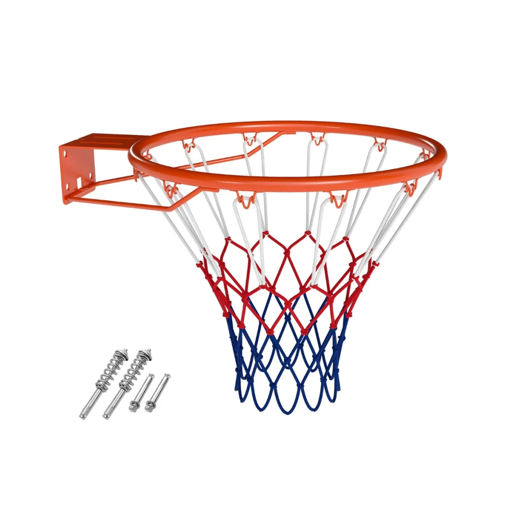 Canestro da basket robusto da 45 cm con doppie molle e rete resistente alle intemperie design moderno metallo arancione 20_0017993