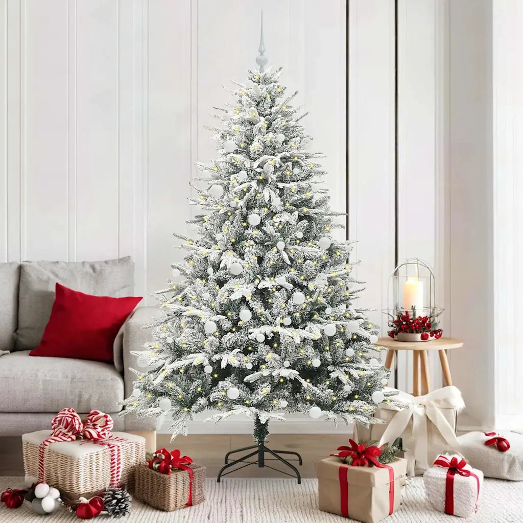 Albero di Natale Artificiale Pre-illuminato con Set di Palline
