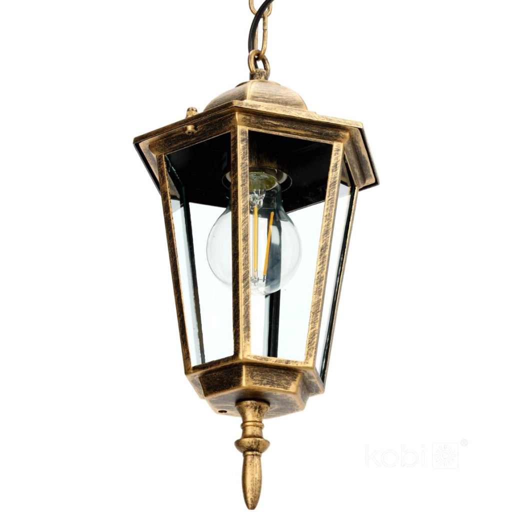 Lampada sospesa esterno oro a catena E27 IP54 Kobi
