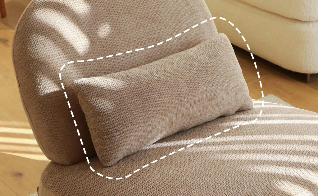 SEDIA Imbottita Senza Braccioli in Tessuto Camel con Gambe in Legno