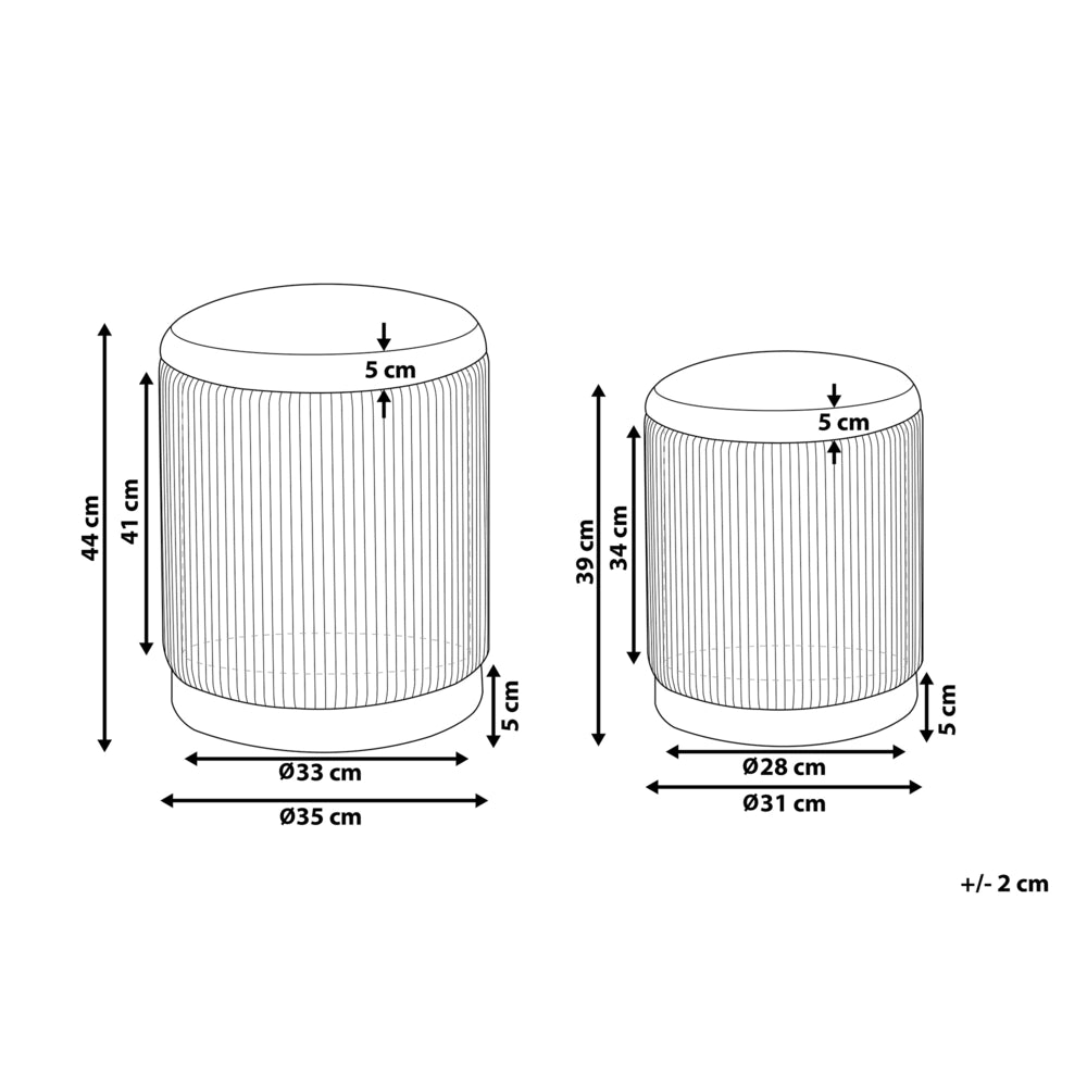 Set di 2 pouf contenitore rivestimento in velluto di poliestere bianco base dorata design moderno ciuffo orizzontale soggiorno o