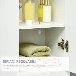 Colonna Bagno 1 Cassetto 2 Armadietti 30x28x170 cm in Legno truciolare e MDF Bianco Lucido