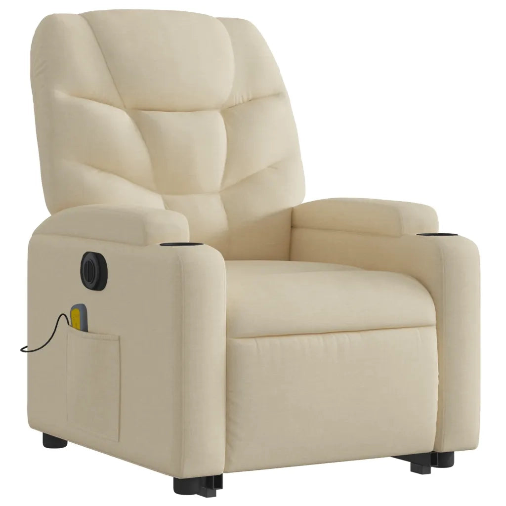 Poltrona Alzapersona Massaggiante Elettrica Crema in Tessuto 3204641