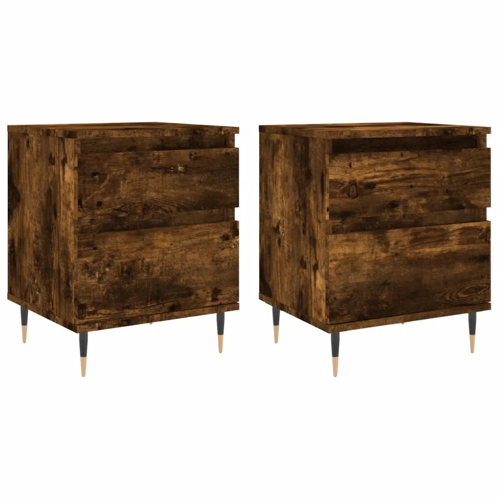 Comodini 2pz-Set di 2 Tavolino da notte Rovere Fumo 40x35x50 cm in Legno Multistrato 434073