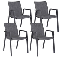 Set 4 Sedie da Giardino 55,5x60x83h cm con Braccioli Odeon Antracite Gr Scuro