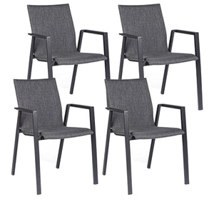 Set 4 Sedie da Giardino 55,5x60x83h cm con Braccioli Odeon Antracite Gr Scuro