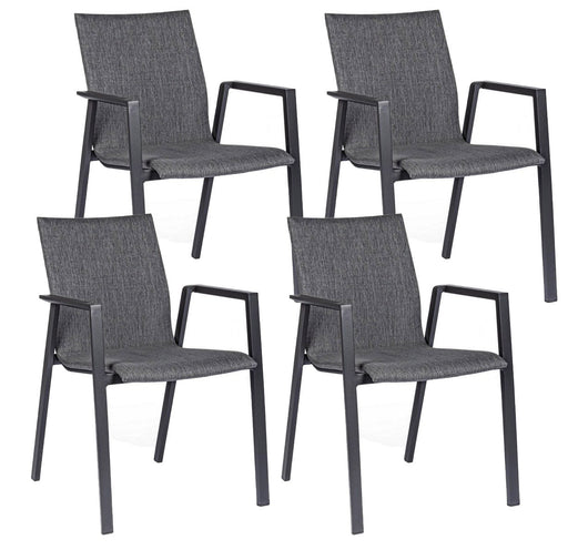 Set 4 Sedie da Giardino 55,5x60x83h cm con Braccioli Odeon Antracite Gr Scuro
