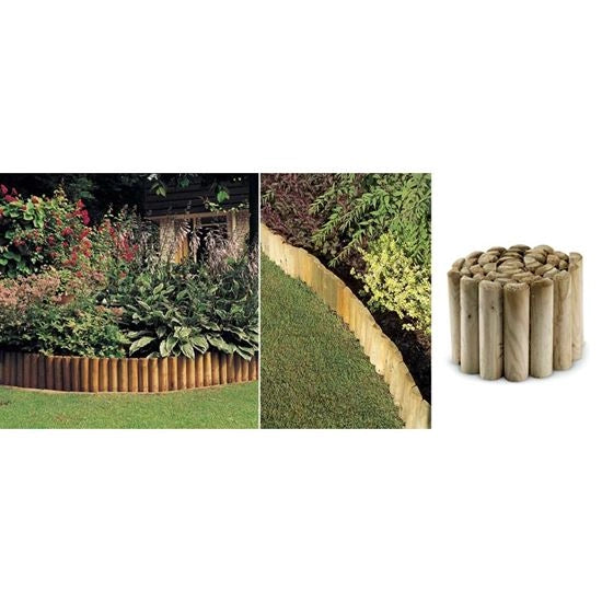 Bordura Giardino in Legno Bordaroll 5xH30xL200 cm – Bordo per Aiuole in Pino Impregnato Flessibile