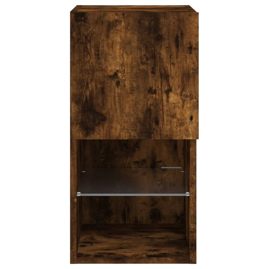 Mobile TV multimediale scaffale TV credenza mobile TV sala da pranzo soggiorno camera da letto con luci LED 2 pezzi rovere affumicato 30,5 x 30 x 60 cm marrone 02_0028864