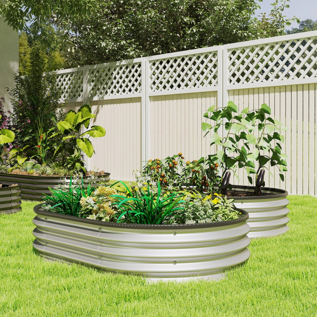 Fioriere 2 Pezzi Giardino Esterno Acciaio ¨C Zephmum ¨C Argento 135x90x30 cm