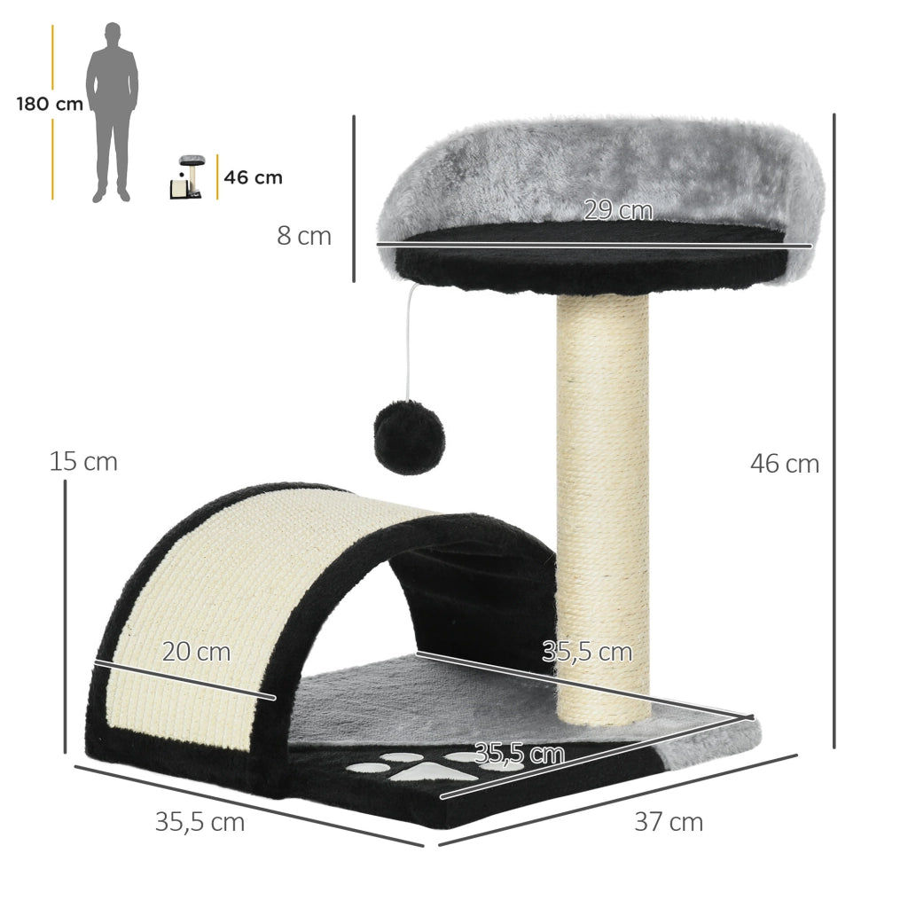 Albero tiragraffi per gatti con palla e piattaforma rialzata ¨C zephmum ¨C 46 cm nero