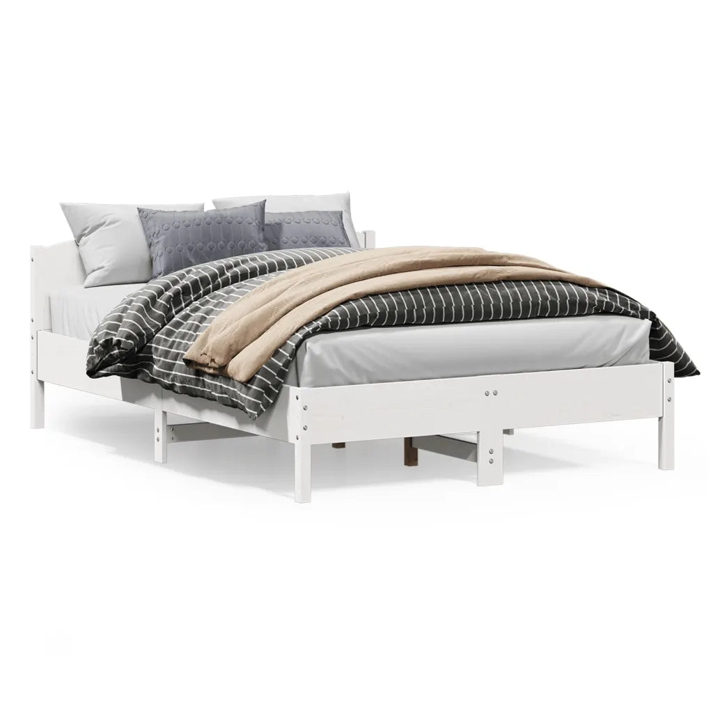 Giroletto senza Materasso-Struttura Letto Bianco 160x200 cm Legno Massello Pino 801917