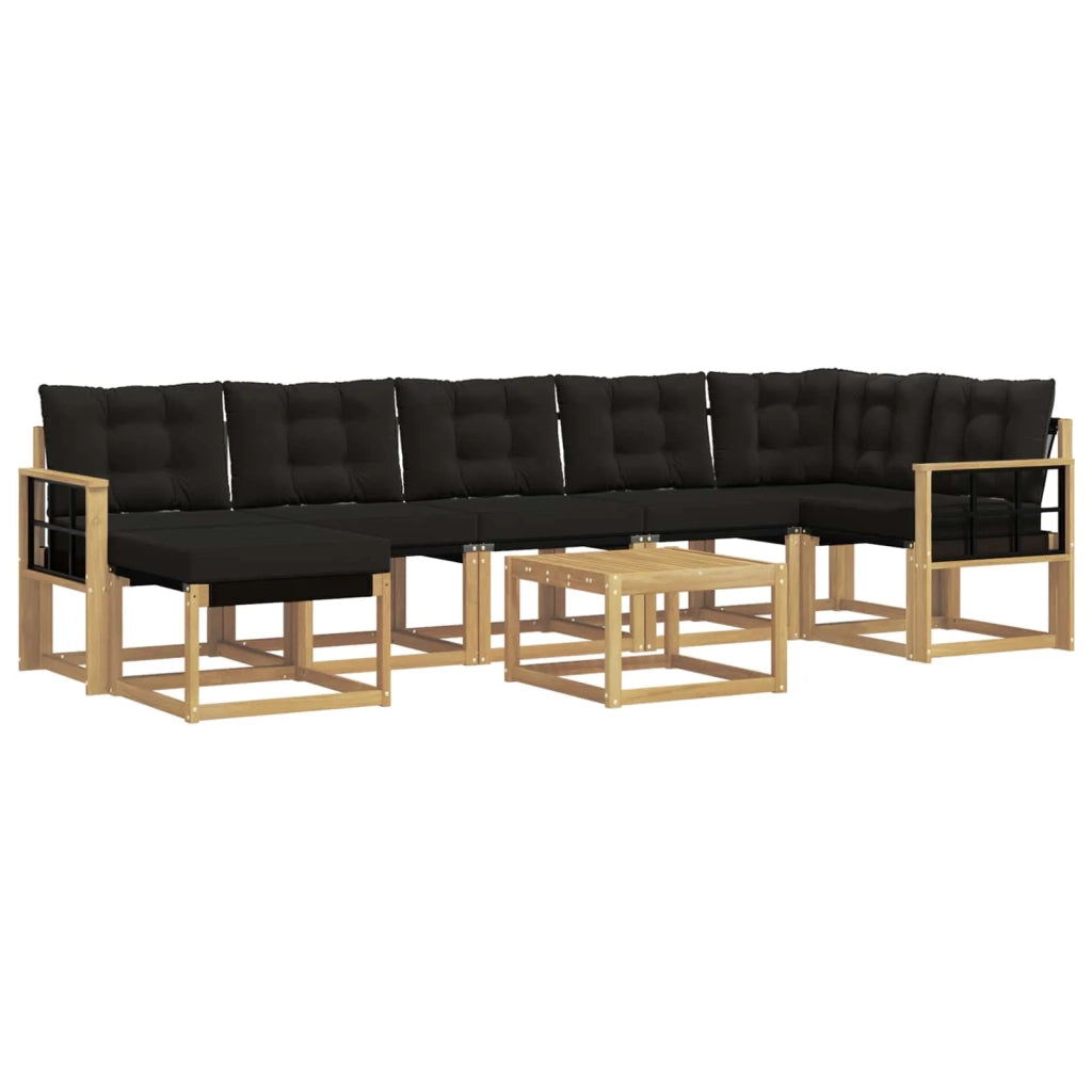 Set di divani da esterno con cuscino 8 pcs Bianco e Nero