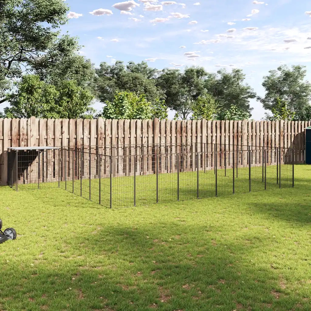 Gabbia per Cani Nera 25,41 m² in Acciaio 3082229