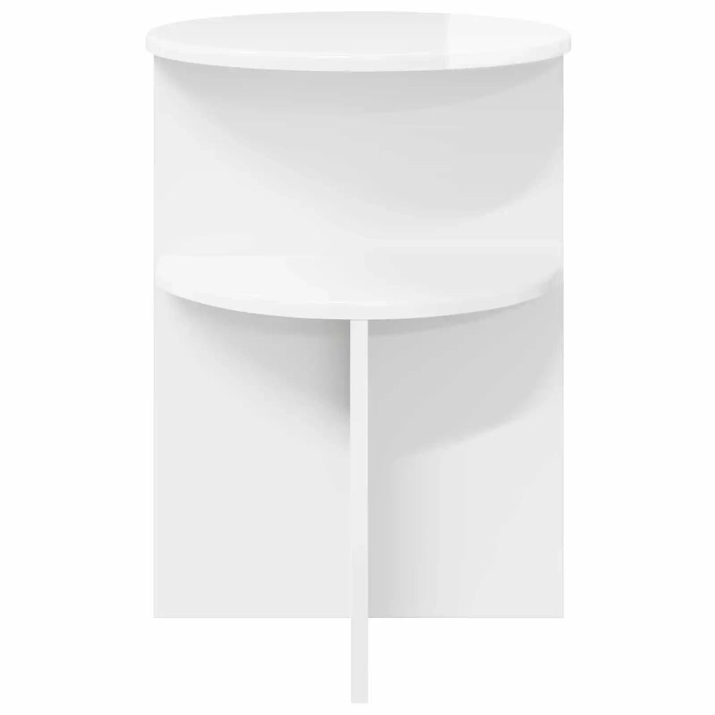 Tavolo laterale con archiviazione Bianco Lucido Ø 39,5 x 55 cm 8001023