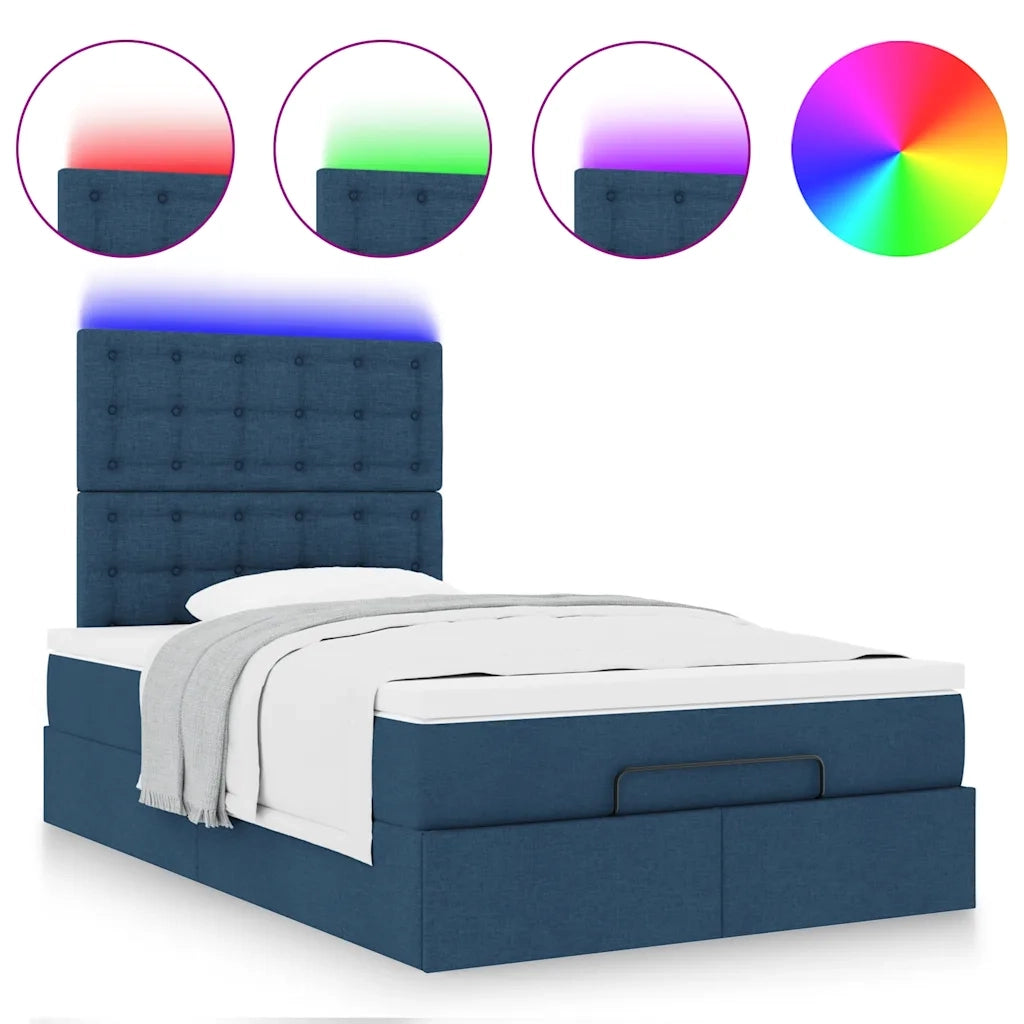 Struttura Letto Pouf con Materasso Blu 120x200 cm in Tessuto 3314168