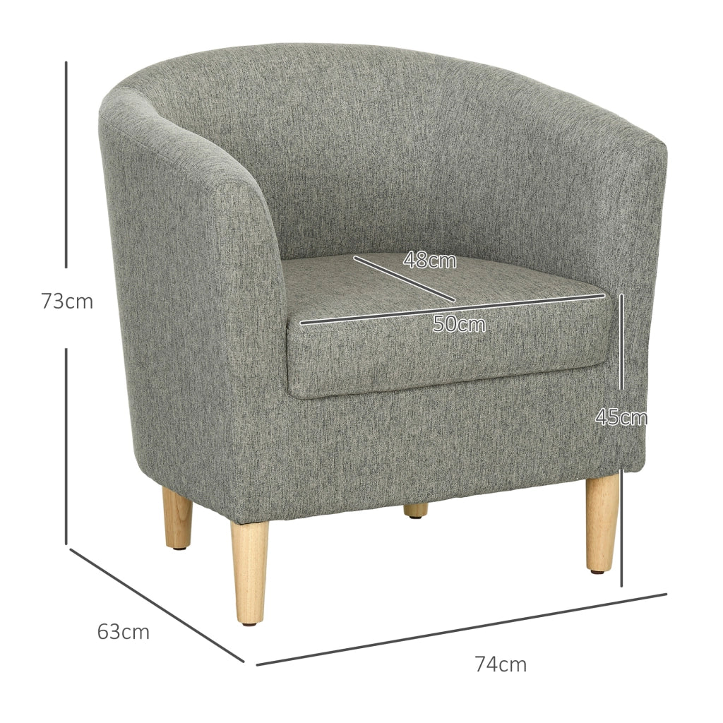 Poltrona da salotto in tessuto ¨C Xylo ¨C grigio, gambe in legno, imbottita, 74x63x73cm