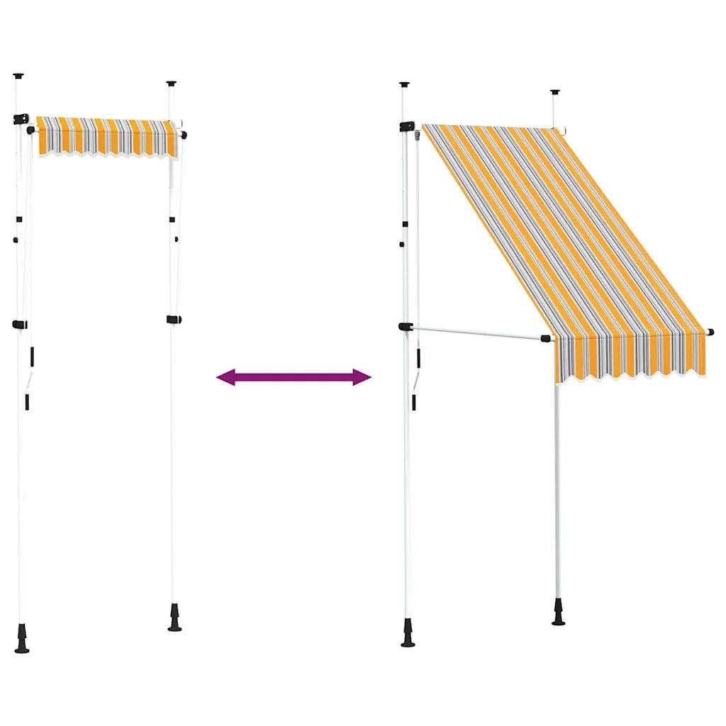 Tenda da Sole Retrattile Manuale 100 cm a Strisce Blu e Gialle 145830