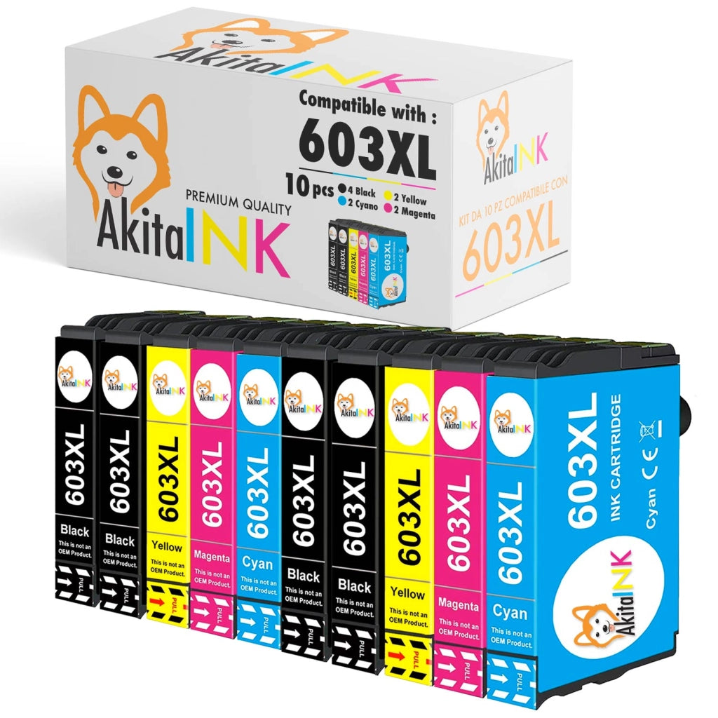 Akitaink 10 Cartucce Epson 603XL Nero Colore