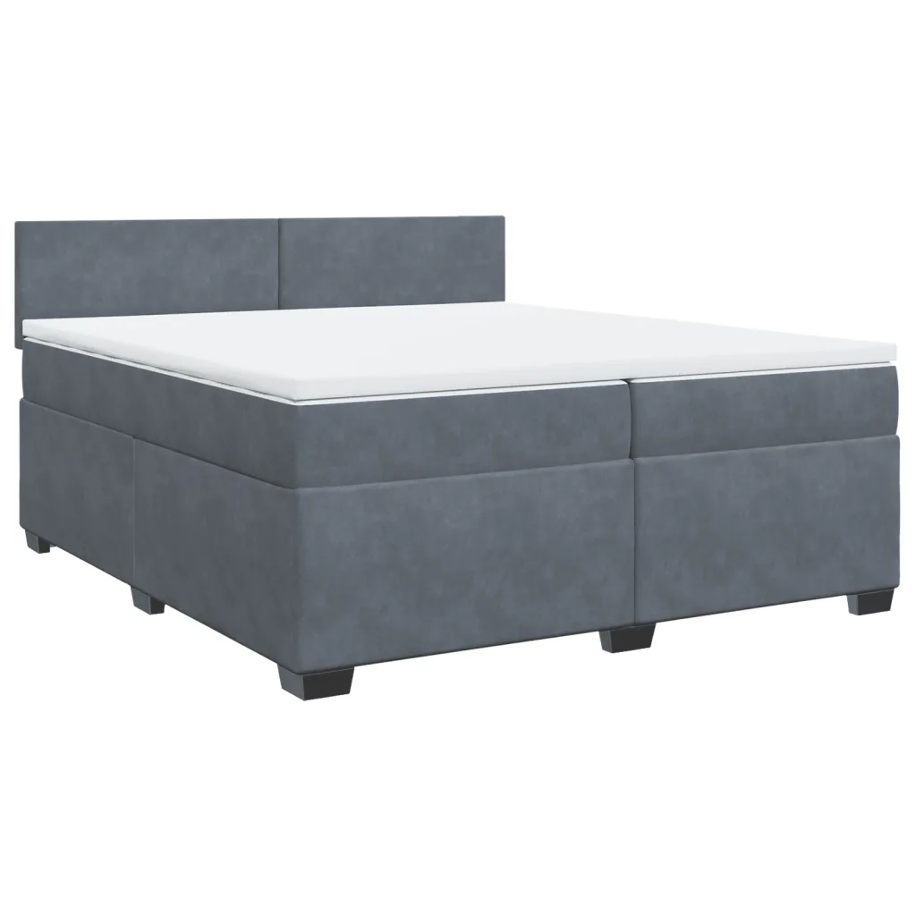 Giroletto a Molle con Materasso Grigio Scuro 200x200 cm Velluto