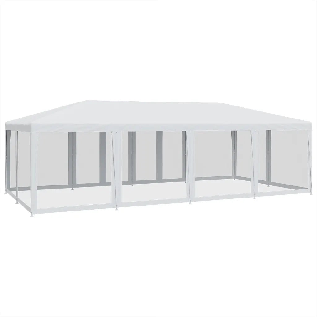 Tenda per Feste con 12 Pareti Laterali in Rete-Tenda da campeggio Bianco 8x4m HDPE