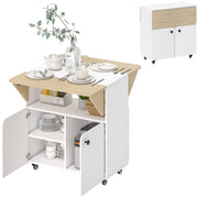 Tavolo pieghevole con mobile ¨C Xylo ¨C bianco legno naturale 70x83x75cm 4 ruote