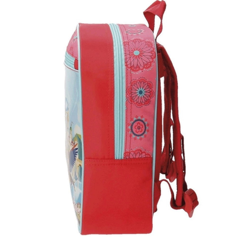 Trade Shop - Zainetto Scuola Elena Di Avalor 28 Cm Zaino Asilo Bambine Rosso Azzurro -