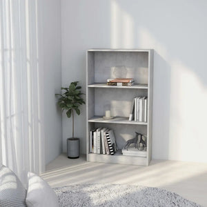 Libreria a 3 Ripiani Cemento 60x24x109 cm in Legno Multistrato 800868